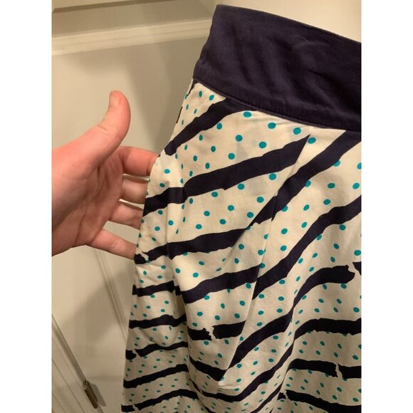 Edme & Esyllte Anthropologie Blue & White Striped Polka Dot A-Line Skirt, Size 6 - Picture 3 of 7